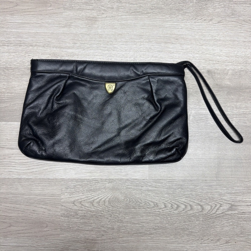 Vintage Etienne Aigner Black Leather Purse Handbag Bag‎ Woman's Clutch Very Nice